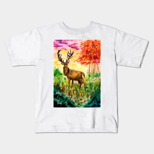 Deer in the Autumn Forest Kids T-Shirt